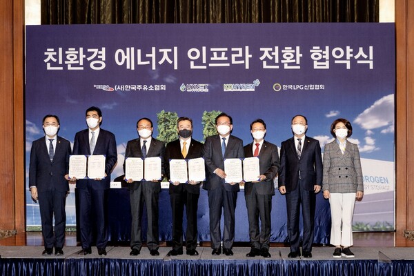 기존 에너지공급시설인 주유소와 LPG충전소를 미래 에너지 스테이션으로 전환하기 위해 수소에너지네트워크 하이넷·코하이젠·한국주유소협회·한국LPG산업협회가 업무협약을 체결했다.